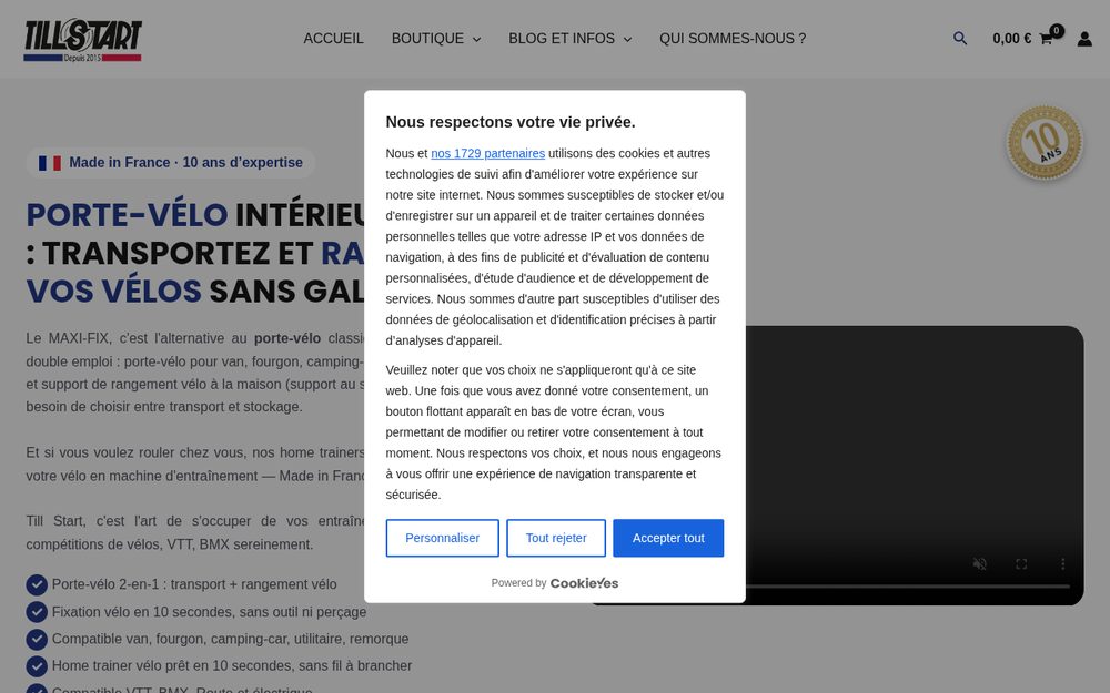 Aperçu du site Till Start