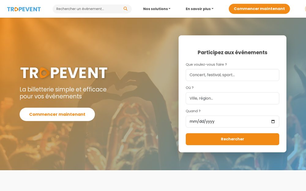 Aperçu du site Tropevent